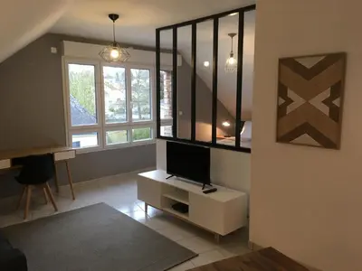 Télévision ou salle de divertissement dans l'établissement Appart'Hôtel - Chateaubriant