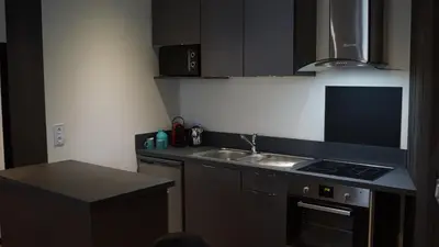 Cuisine ou kitchenette dans l'établissement Au Saint Martin