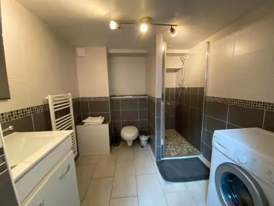 Salle de bains dans l'établissement Gites de la Marniere