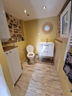 Salle de bains dans l'établissement Gites De La Brunière