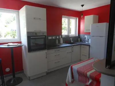 Cuisine ou kitchenette dans l'établissement Le Studio