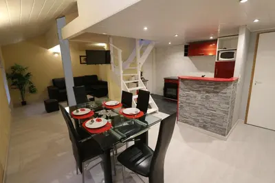 Cuisine ou kitchenette dans l'établissement Apparts Gites Cholet centre