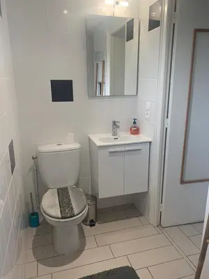 Salle de bains dans l'établissement Gîte au Haras