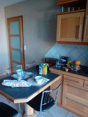Cuisine ou kitchenette dans l'établissement Chambre d'hôte le Bois Joli