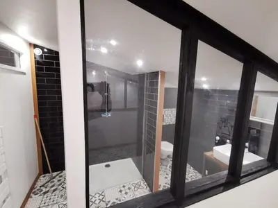 Salle de bains dans l'établissement Gite Mimosa