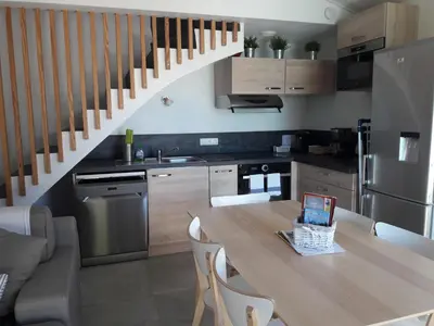 Cuisine ou kitchenette dans l'établissement La Cabane Manon