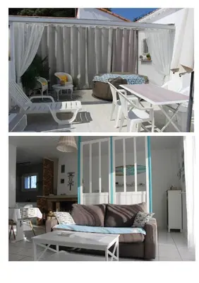 Coin salon dans l'établissement GITE AVEC SPA ENTRE FORET ET PLAGE - Ambiance Bord de Mer