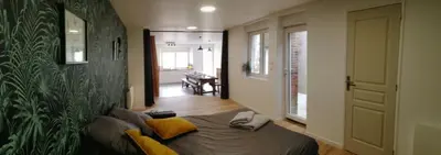 Un ou plusieurs lits dans un hébergement de l'établissement Maison Les Epesses à 3 minutes du puy du Fou