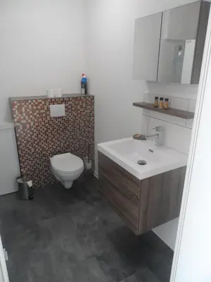 Salle de bains dans l'établissement Cottage Cafecouet'Breizh