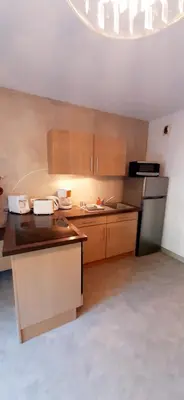 Cuisine ou kitchenette dans l'établissement LA BIGEONNIERE Appartement 1 chambre résidence avec piscine proche centre