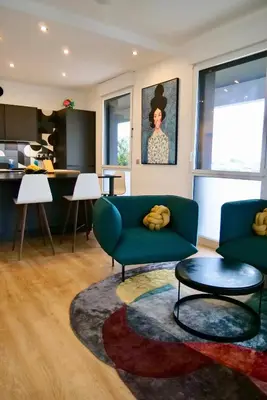 Coin salon dans l'établissement Chambre D'hôtes sur Île de Nantes