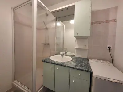 Salle de bains dans l'établissement Appartement T2 avec balcon, à 100m de la plage et proche des commerces à Saint-Brevin-les-Pins - FR-1-364-93