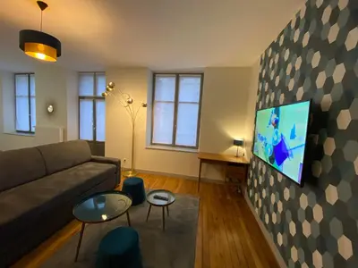 Télévision ou salle de divertissement dans l'établissement Appartements Rue Sarret XXL