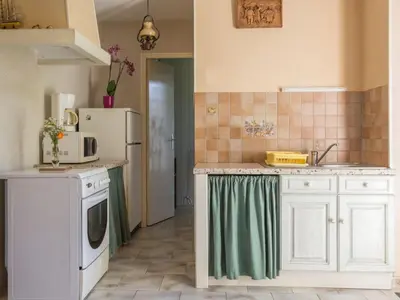 Cuisine ou kitchenette dans l'établissement Gîte au calme avec terrasse, barbecues, wifi, à 20 min de Nantes et la mer, animaux acceptés - FR-1-306-830