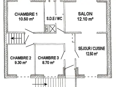Plan de l'établissement Gîte en campagne avec jardin privatif, près du Parc de Brière, tout confort, 3 chambres, Wi-Fi inclus - FR-1-306-893