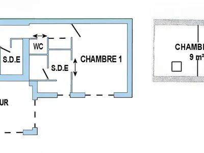 Plan de l'établissement Gîte au bord du lac avec jardin clos, cheminée et Wifi à Joué-sur-Erdre - FR-1-306-942