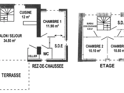 Plan de l'établissement Gîte calme proche mer à Pornic, jardin clos, accessible PMR, visite ferme, wifi, équipement bébé - FR-1-306-1067