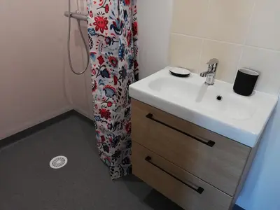 Salle de bains dans l'établissement Studios les 3 Eclats