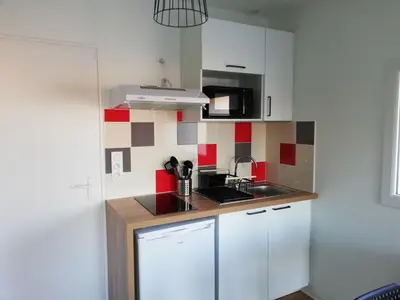 Cuisine ou kitchenette dans l'établissement Studios les 3 Eclats