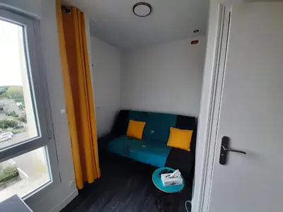 Coin salon dans l'établissement Studette accès plage
