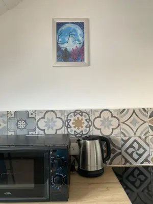Cuisine ou kitchenette dans l'établissement BLUE MOON