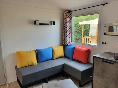 Cuisine ou kitchenette dans l'établissement Mobile Homes by KelAir at Camping La Yole