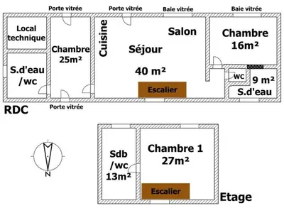 Plan de l'établissement Charmant gîte familial avec jardin privé et wifi à Falleron - FR-1-426-458