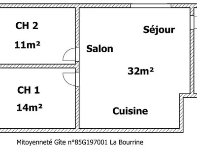 Plan de l'établissement Gîte rénové avec spa, piscine chauffée, WiFi et accès handicapés au cœur du Marais Breton - FR-1-426-321