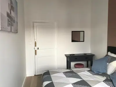 Un ou plusieurs lits dans un hébergement de l'établissement Maison de charme rénovée avec piscine, spa et proximité des plages vendéennes - FR-1-426-464