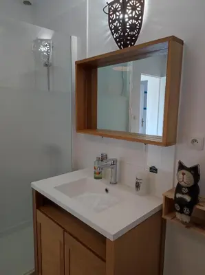 Salle de bains dans l'établissement Gîte du Levant