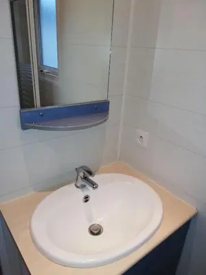 Salle de bains dans l'établissement Mobil home climatisé ETANG DE BESSE