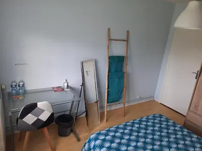 Un ou plusieurs lits dans un hébergement de l'établissement Chambres tranquilles en campagne