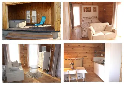 Cuisine ou kitchenette dans l'établissement CHALET ESPRIT ZEN et NATURE AVEC SPA