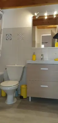Salle de bains dans l'établissement Maison de vacances 300 m de la mer proche forêt