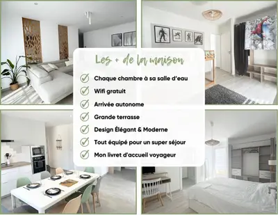 Un ou plusieurs lits dans un hébergement de l'établissement Belle maison de 140m2, proche centre ville