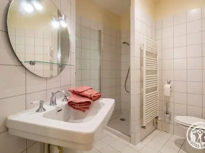 Salle de bains dans l'établissement Charmant Appartement Central à Angers - Tout Inclus, Wifi, Proche Gare et Patrimoine - FR-1-622-6