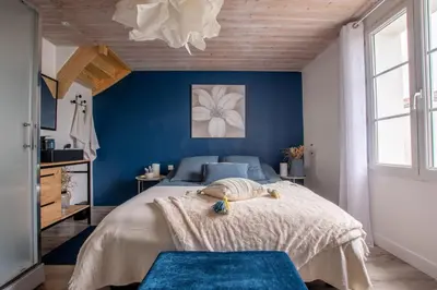 Un ou plusieurs lits dans un hébergement de l'établissement Maison 10 personnes - Jardin - Noirmoutier-en-l Ile
