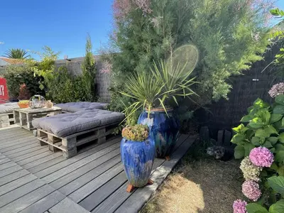 Jardin de l'établissement Maison au calme, 3 chambres, proche commerces et plages, jardin sans vis-à-vis, terrasse équipée - FR-1-224B-138