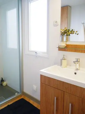 Salle de bains dans l'établissement Mobil-home Dan Dom