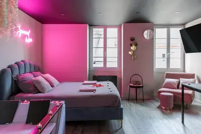 Un ou plusieurs lits dans un hébergement de l'établissement Superbe appartement avec Balnéothérapie/spa/ Champagne