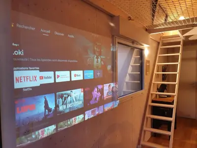 Télévision ou salle de divertissement dans l'établissement TINY HOUSE Cosy 1 - Angers Green Lodge