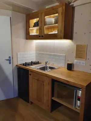 Cuisine ou kitchenette dans l'établissement TINY HOUSE Cosy 1 - Angers Green Lodge