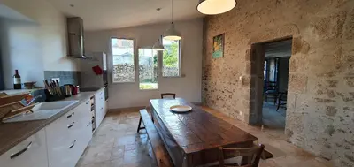 Cuisine ou kitchenette dans l'établissement La borderie de Beauregard