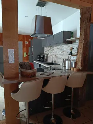 Cuisine ou kitchenette dans l'établissement Le gîte Le Marillet