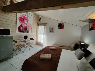 Télévision ou salle de divertissement dans l'établissement La Champrenière
