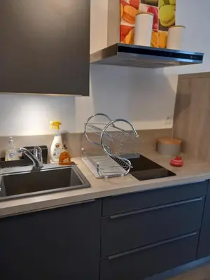 Cuisine ou kitchenette dans l'établissement magnifique appartement 3 étoiles centre ville et mer à pied