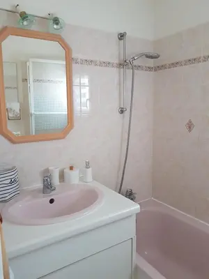 Salle de bains dans l'établissement Appartement T2 vue mer les pieds dans l'eau avec parking privé