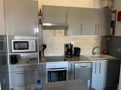 Cuisine ou kitchenette dans l'établissement Appartement vue mer