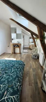 Cuisine ou kitchenette dans l'établissement Le 6 bis avec Jardinet