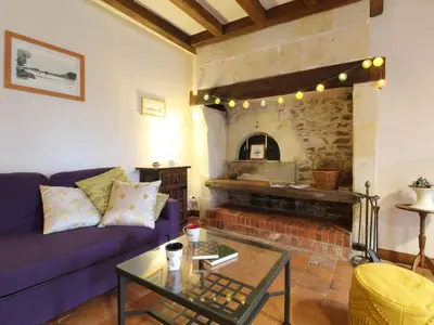 Coin salon dans l'établissement Jolie maison en pierre avec jardin privatif, proche de la Loire et des châteaux, animaux bienvenus - FR-1-622-23